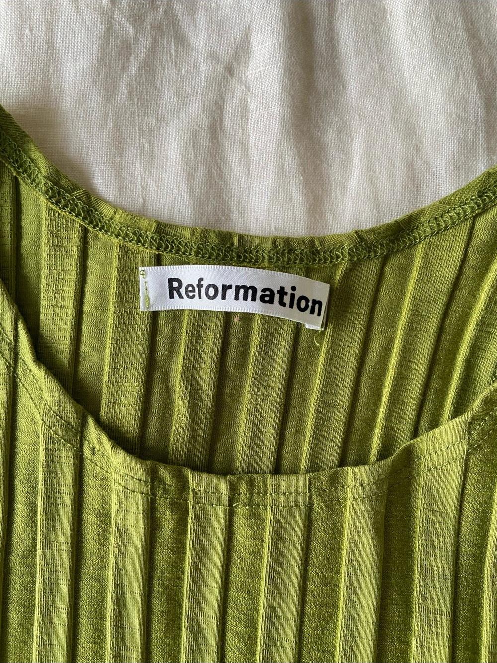 Reformation Olive Green Ribbed Mini Dress - Picture 7 of 8